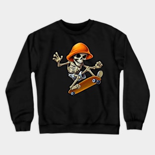 Skeleton Skater on Skateboard Halloween Pumpkin Crewneck Sweatshirt